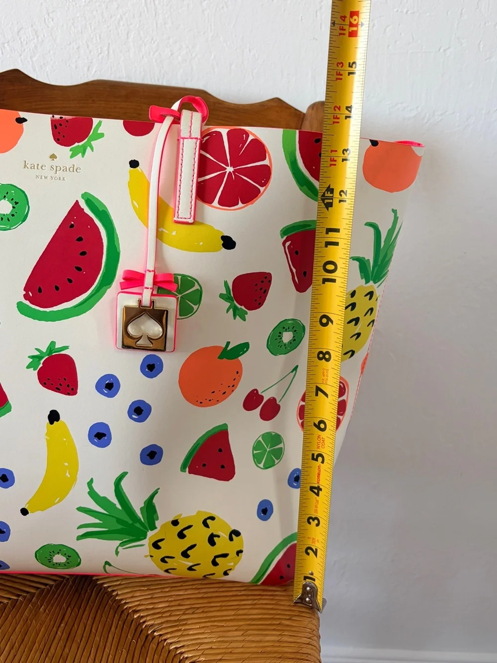kate spade Fruit-Print Tote with Neon Pink